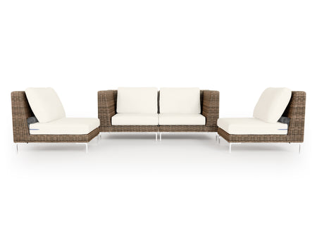 Brown Wicker Outdoor Loveseat with Armless Chairs - 4 Seat