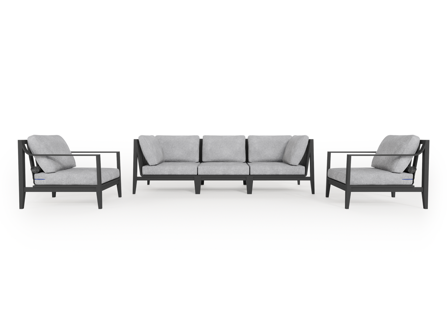 Charcoal Aluminium Outdoor Sofa with Armchairs - 5 Seat