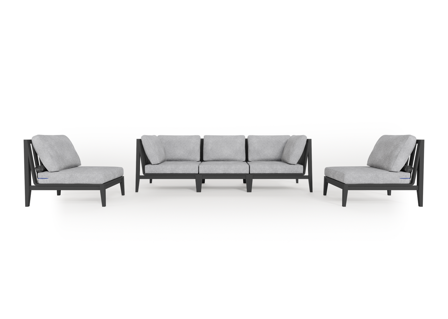 Charcoal Aluminium Outdoor Sofa with Armless Chairs - 5 Seat