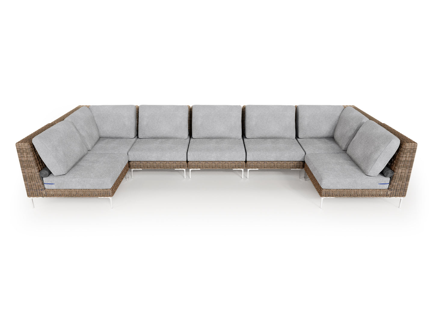 Brown Wicker Outdoor U Sectional - 7 Seat