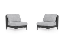 Load image into Gallery viewer, Black Wicker Outdoor Armless Chair Conversation Set
