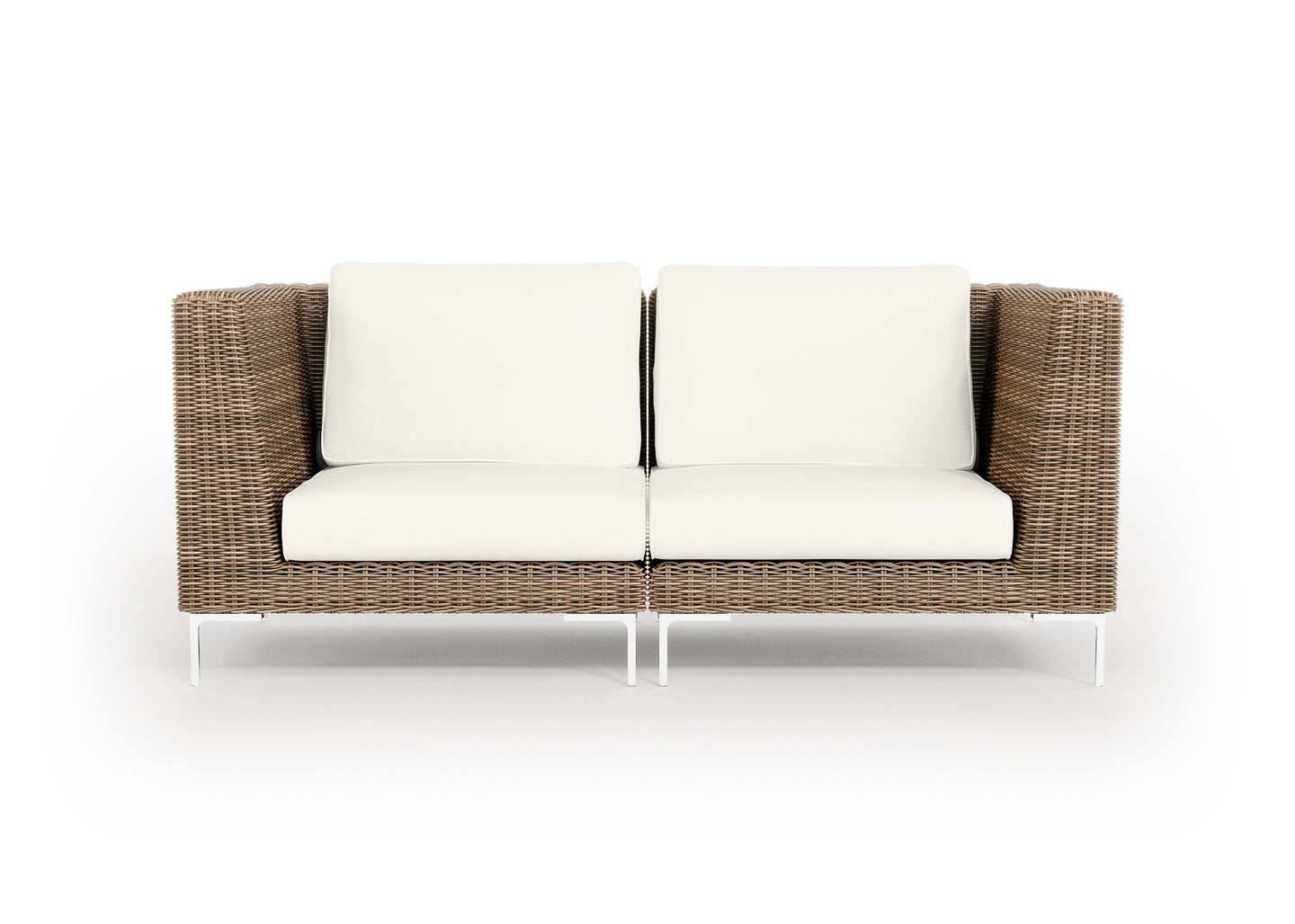 Brown Wicker Outdoor Loveseat